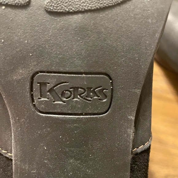 Korks Ankle Boot Contrast Suede Leather Heels Black Size 11 M Moto Grunge Goth - Picture 10 of 10